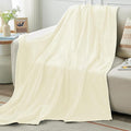 KMUSET Cream Fleece Blanket Twin Size by COZYBLANKETHappyHomeLife