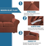 H.VERSAILTEX Modern Velvet Plush 4 Piece High Stretch Sofa Slipcover Cover - Image 3