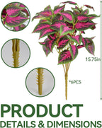 6pc UV Resistant Artificial Outdoor Plants, Faux Coleus Plants.