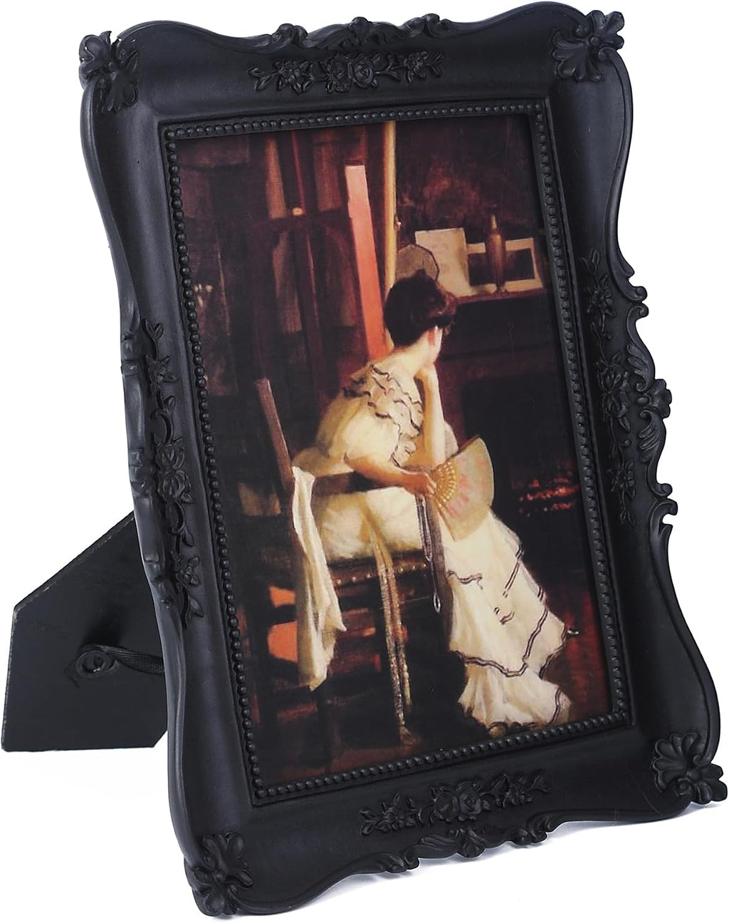Antique Picture Frames 5x7 Vintage Ornate Gothic Picture Frames Victorian Home Decor Retro Gallery Wall Decor with Front Glass for Wall Mount and Tabletop, Black