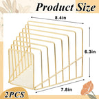 2 Pcs Wire File Sorter Desk 7 Section Organizer, Golden