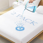 2 Pack Twin Size Premium Waterproof Mattress Protector, Soft Breathable Mattress Pad, Noiseless Waterproof Bed Cover - Stretch to 21" Fitted Deep Pocket Mattress Protection
