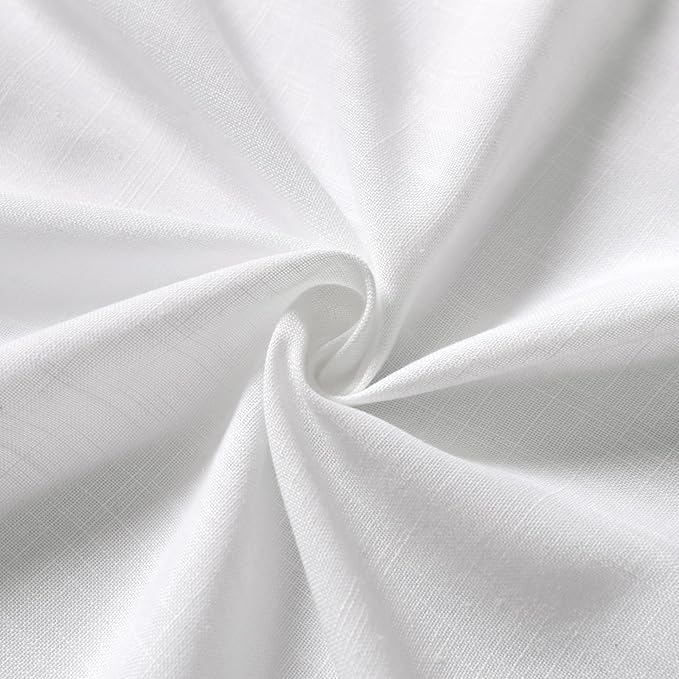 Nanspring White Linen Curtains 47 Inch Length 2 Panels Set Light Filtering Back - Image 6