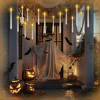 Homemory 20PCS Floating Candles with Wand Remote, Flameless Hanging Taper Candle with Flickering Warm Light, Battery Operated Magic Deco Candles for Halloween, Christmas, Birthday, Indoor Decor