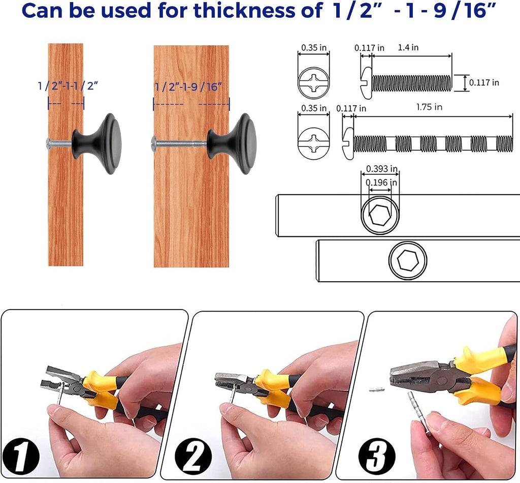 Ravinte Matte Black Cabinet Knobs Kitchen Pulls 1-1/4 Inch 40 Pack