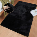 ORINOVA Faux Rabbit Fur Rug Machine Washable Area Rugs Black Fur Rug by ORINOVA