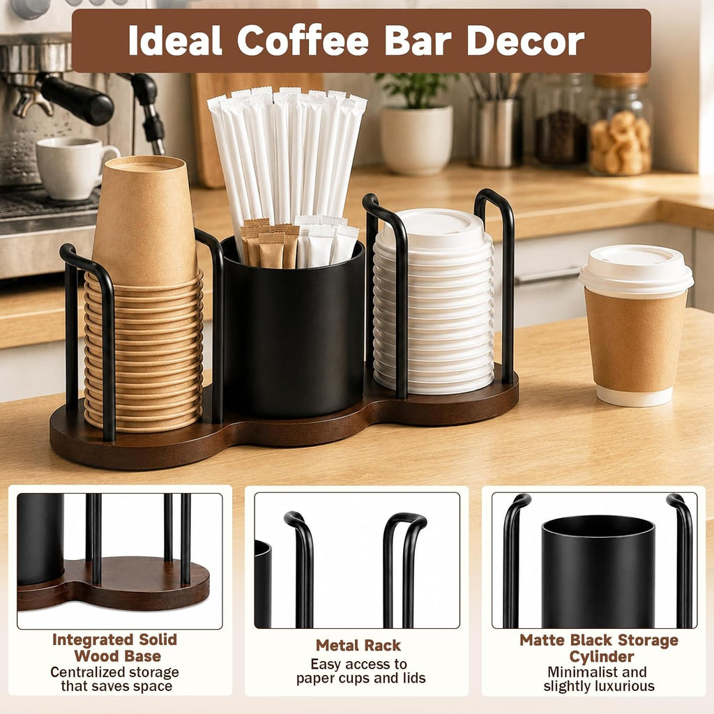 3 in 1 Cup Dispenser, Disposable Cup & Lid Holder Organizer for Countertop