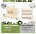 Floating Bedside Wall Shelf, Metal Wall Organizer with Detachable Cup Holde