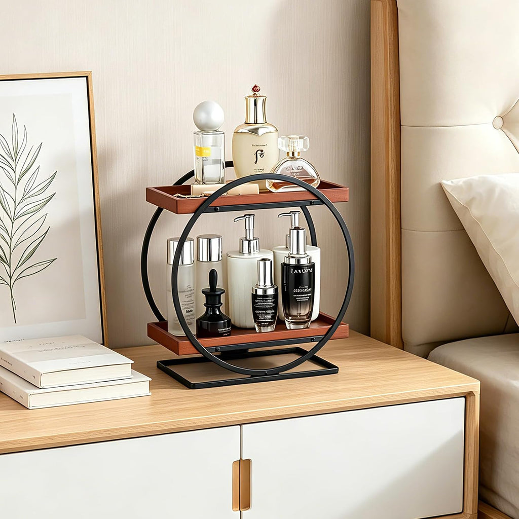 2-Tier Bathroom Counter Organizer, Wooden Perfume Organizer Dresser