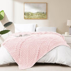 HIMEET Pink Ribbed Queen Size Blanket - Image 6