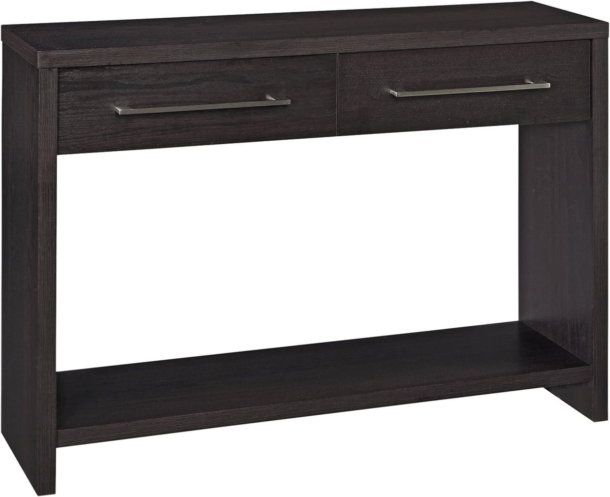 ClosetMaid Media Stand Entertainment Center with Cabinet Drawers, Open Shelves, 55 in. Wide, for Living Room, Den, Game Room, Black Walnut Finish