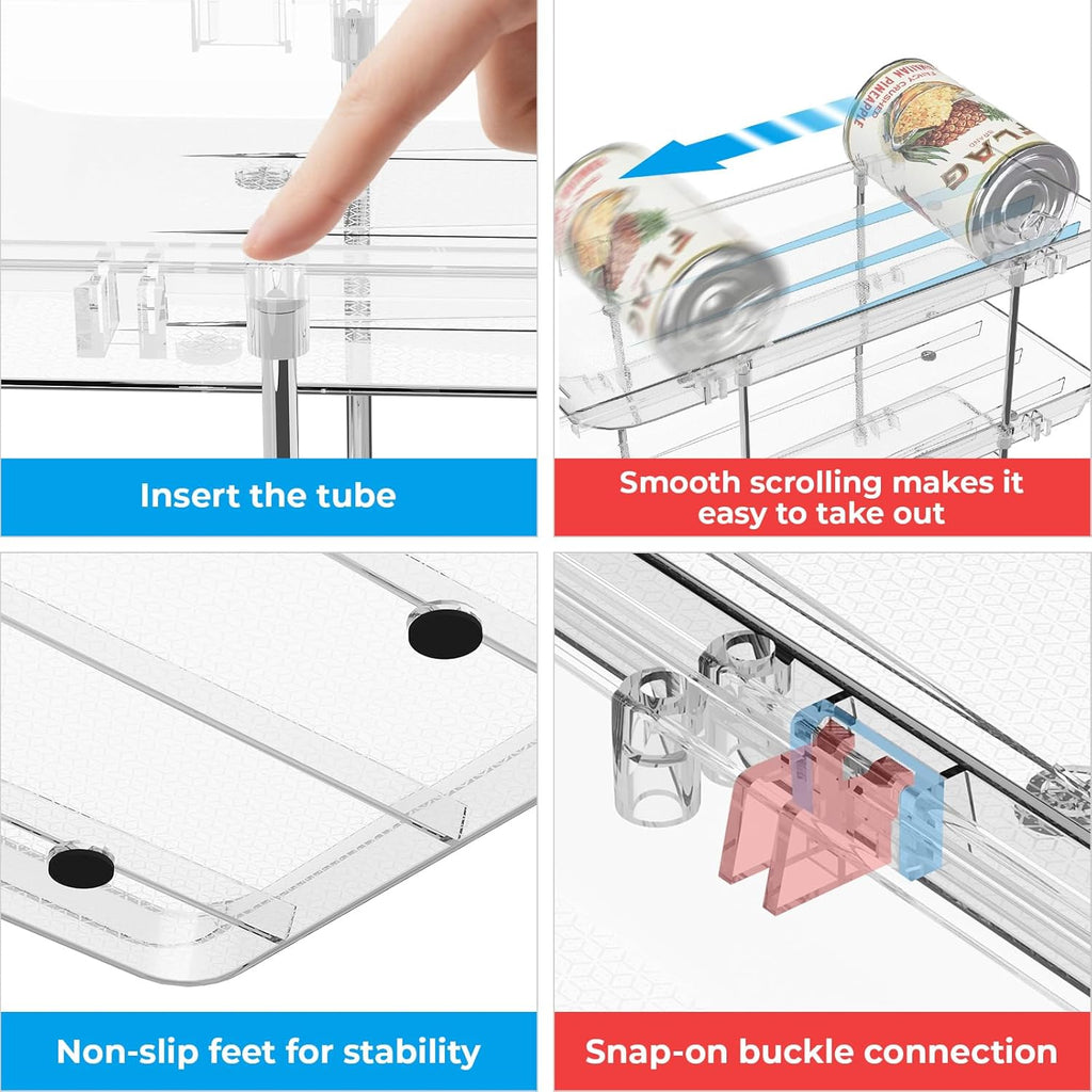 Can Organizer for Pantry 3 Tiers Rolling Can Storage Cupboard