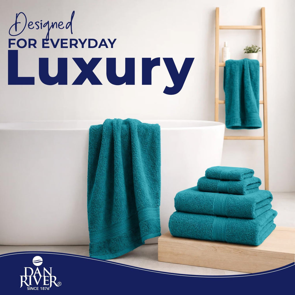 DAN RIVER 8 Piece Luxury Bath Towels for Bathroom, Towel Set, Teal
