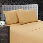 Elegant Comfort 1500 Thread Count Luxury Egyptian Quality Softness Wrinkle and Fade Resistant 4-Piece Bed Sheet Set, Deep Pocket up to 16inch, Queen, Beige