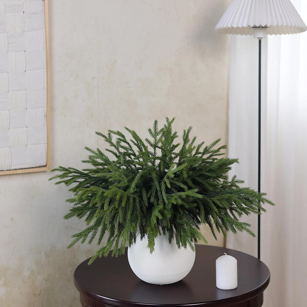 16Pcs 18"Lifelike Touch Artificial Norfolk Pine Branches for Vase Christmas