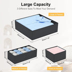 DIMJ Drawer Organizer 15 Pack - Foldable Baby Organizers and Storage & Dresser Organizer for Nursery, Bedroom, Closet - Nursery Organization Dresser Dividers for underwear, Sock,Bra, Belt, Tie，Black