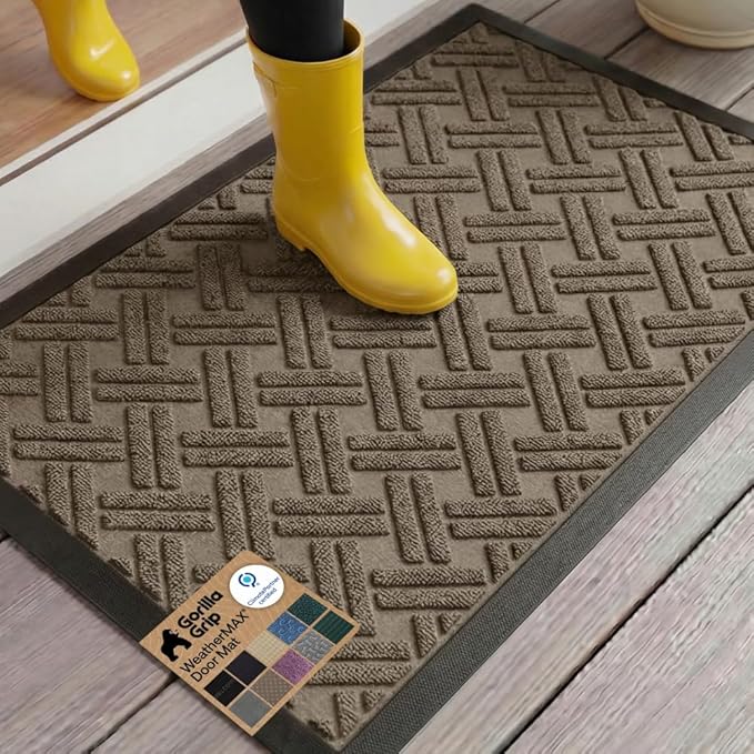 GORILLA GRIP 100% Waterproof All-Season WeatherMAX Doormat, US Designed Natural by GorillaGrip