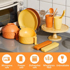 12 Pcs Microwave Ramen Cooker Set 40oz Bowl, Yellow, Orange