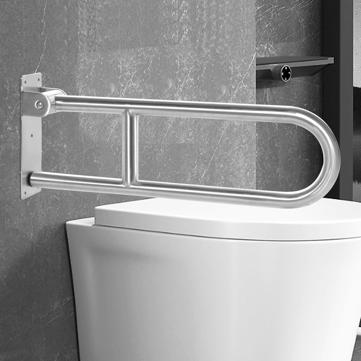 Toilet Grab Bar 24 Inch, Folding Bathroom Safety Rail for Seniors
