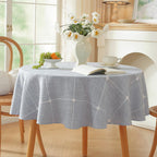 Zobesta Linen Blue Table Cloth Round Gingham Tablecloth 53 inch