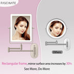 FASCINATE 8.7" 5000mAh Rechargeable Wall Mounted Makeup Mirror (Nickel)