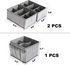 Cosmetic Storage Bins Makeup Organizer, Adjustable Multifunction Storage Box Desk Drawer Divider for Makeup Brushes, Bathroom Countertop or Dresser, Set of 3 (Grey)