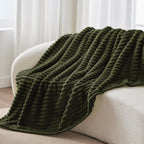BEDELITE Ribbed Olive Green Throw Blanket for Couch, 50"x60"