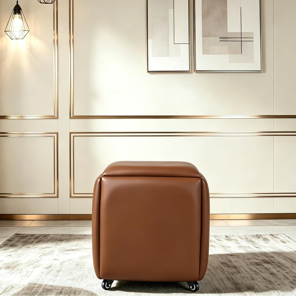 5 in 1 Nesting Leather Ottoman,Stylish Foot Stool with Wheels Living Room