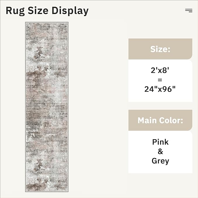Runner Rug 2x8 Washable Non-Slip Hallway Runner Rugs - Image 5