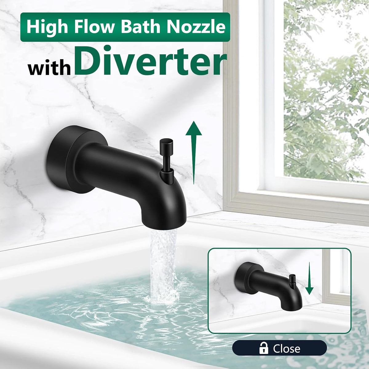 T2903EPBL Shower Trim Kit Matte Black with Handle, Head & Spout