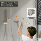 Rain Shower System 12"&6" Shower Heads Wall Mount Shower Faucet Set
