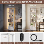 Housolution 6 Tier 60.6" Tall Bookshelf with Storage and LED Light, White