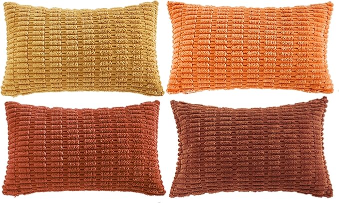 Fancy Homi Set of 4 Burnt Orange Fall Long Lumbar Rectangle Decorative Throw - Image 6
