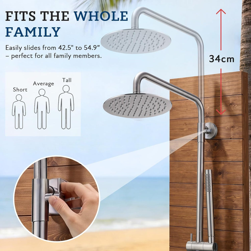 G‑Promise 316 Marine Grade Stainless Steel 8 Inches Outdoor Shower Kit