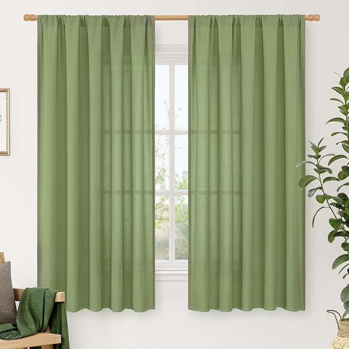LAMIT Faux Linen Curtains 63 inches Long by LAMIT