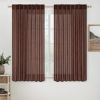 MIULEE Chocolate Brown Linen Curtains 54 Inch Length 2 Panels by MIULEE