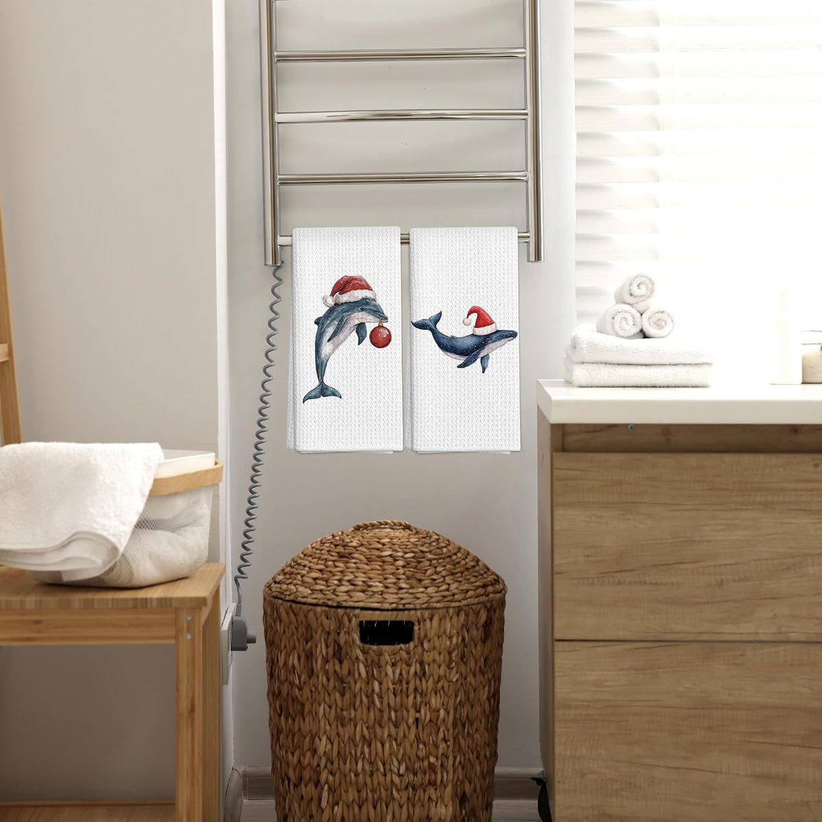 Nautical Christmas Coastal Holiday Animals Kitchen Decor Dish Hand Towels
