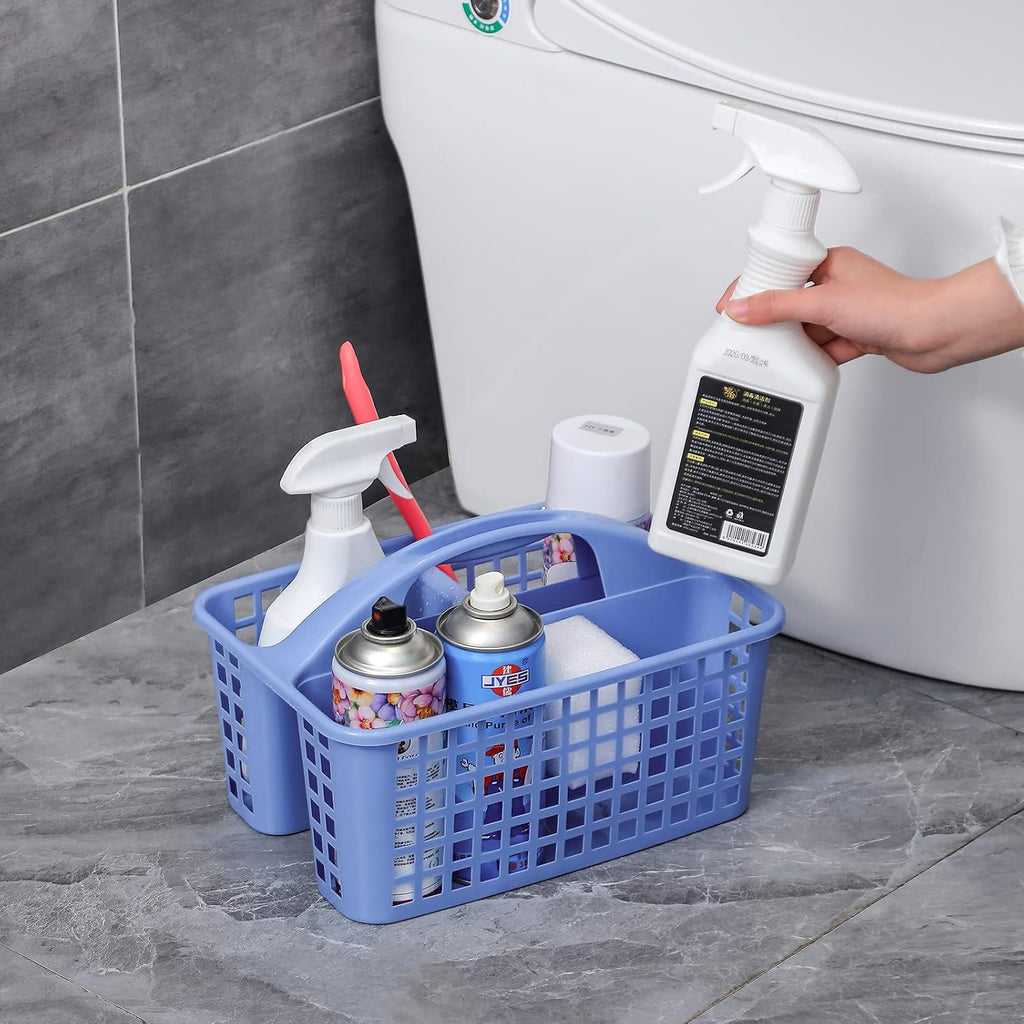 Portable Shower Caddy Basket Plastic Storage Basket with Compartments Blue
