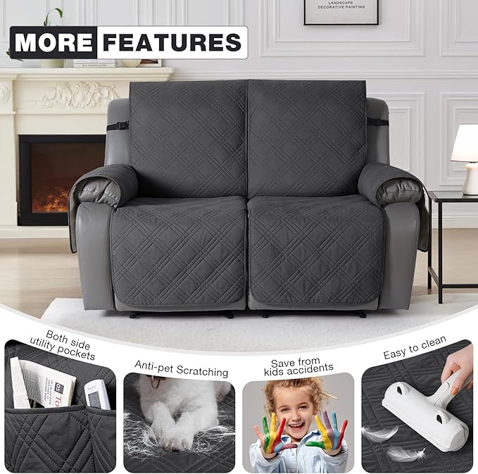TAOCOCO 100% Waterproof Oversized Loveseat Recliner Cover, Non Slip Split Couch - Image 6