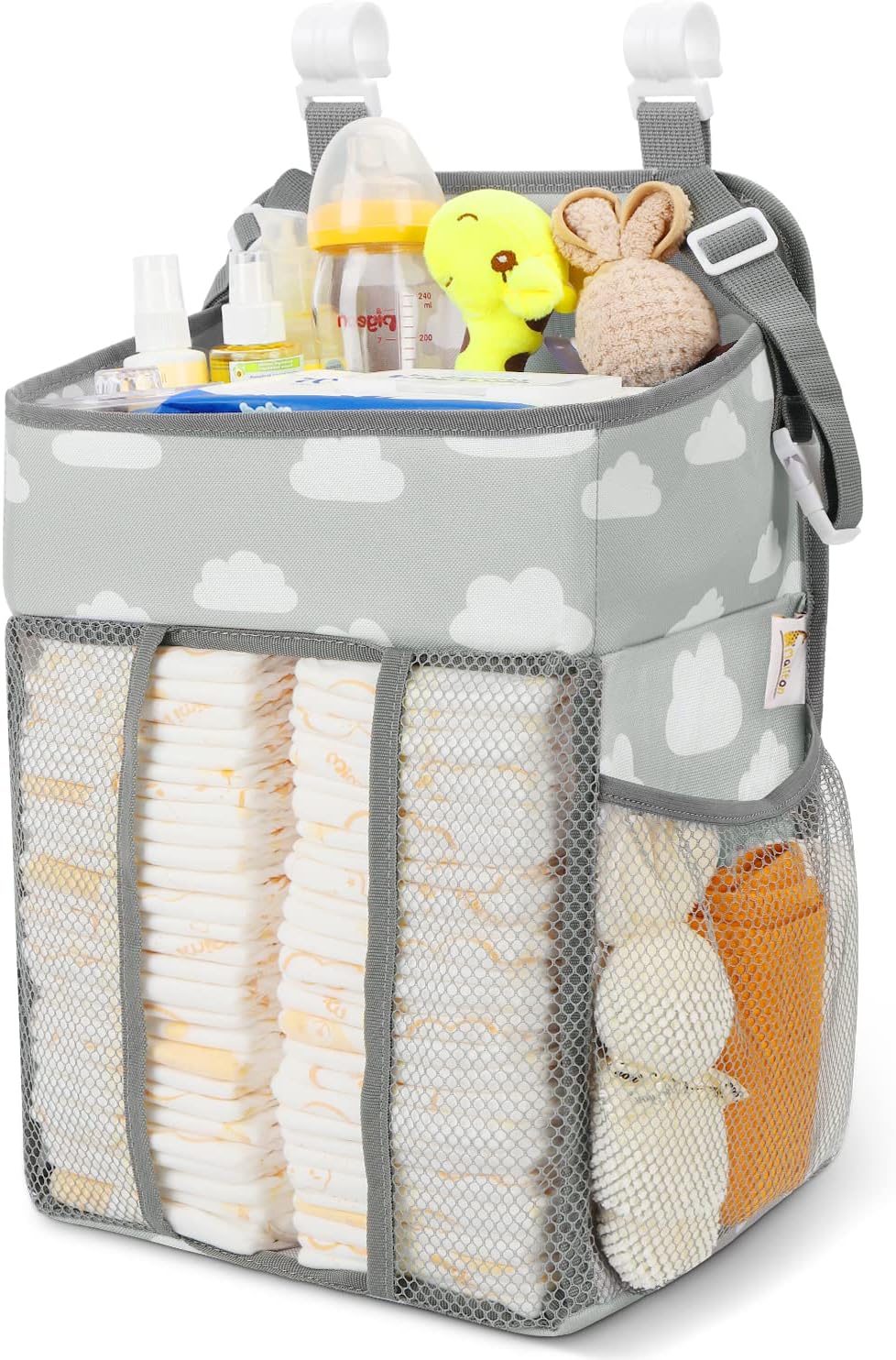 Maliton Hanging Diaper Caddy Organizer Hold 52+ Diapers(Gray Cloud)