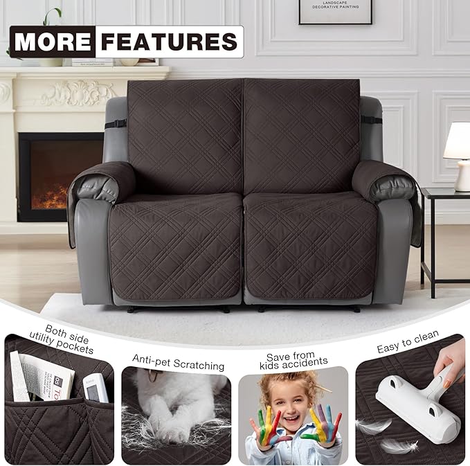 TAOCOCO 100% Waterproof Loveseat Recliner Cover, Non Slip Split Loveseat Covers - Image 6