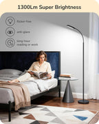 EDISHINE LED Floor Lamp 1300LM Super Bright Reading Floor Lamps Black