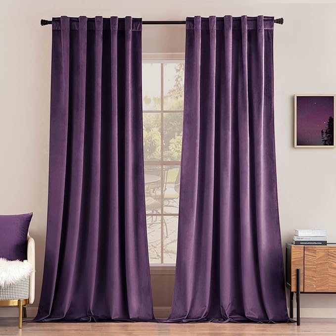 MIULEE Purple Velvet Curtains 90 inches by MIULEE