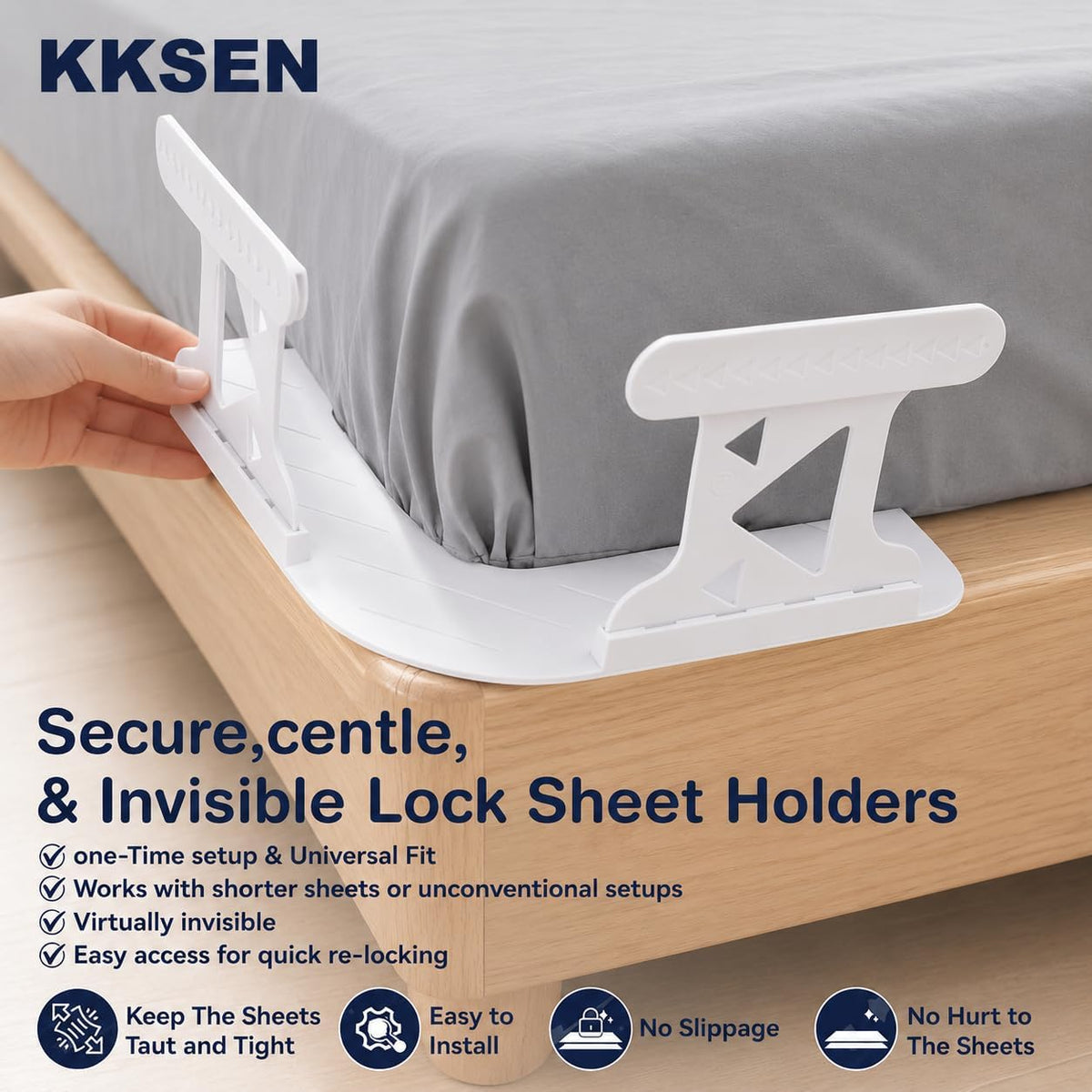 Bed Sheet Holders for Corners, 4Pcs Heavy Duty Fitted Sheet Grippers