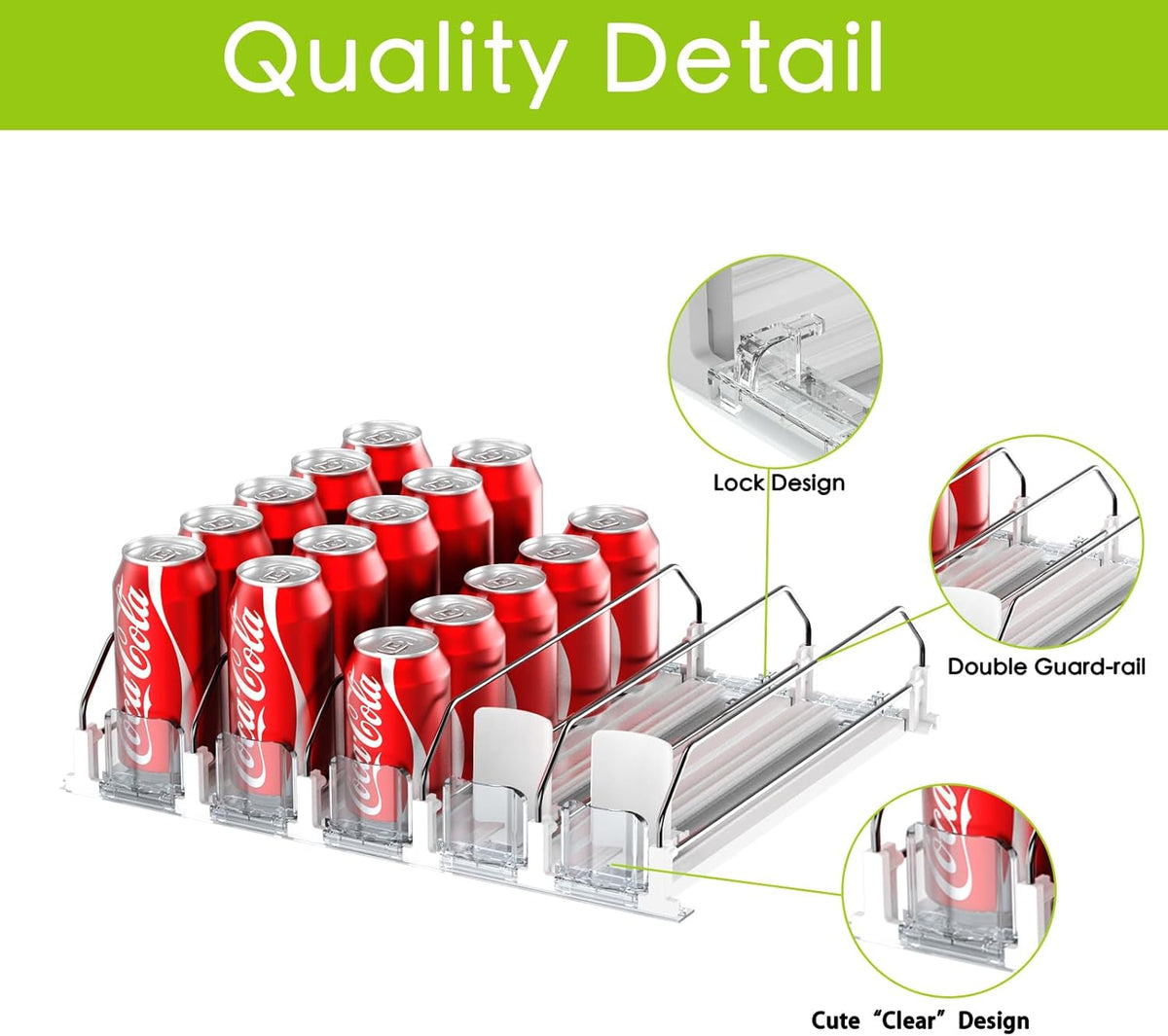 IBORING Drink Organizer for Fridge,Holds up to 25 Cans