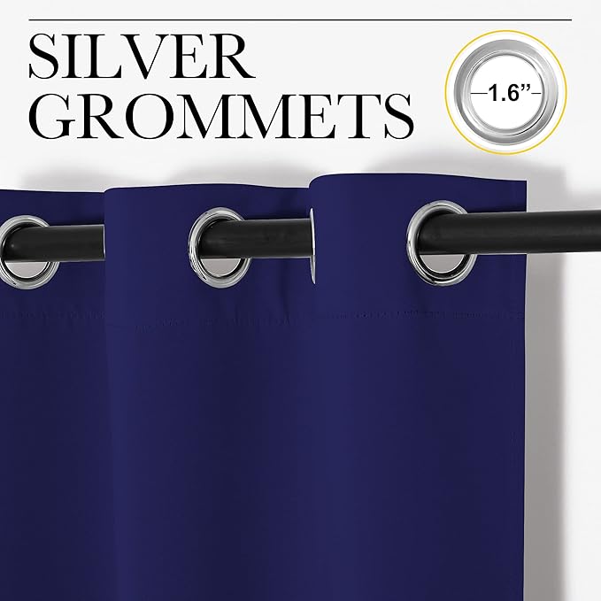 NICETOWN Navy Blue Blackout Curtains 48 inches Length - Image 2