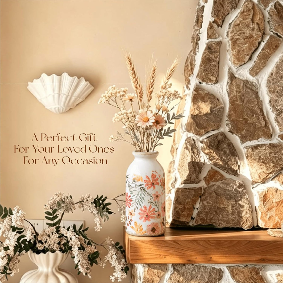 TEWEIQI Vintage Ceramic Small Vase, Farmhouse Rustic Décor, Home Decorative Vase for Your Kitchen, Bedroom, Office, Living Room, Bathroom& Shelf Centerpiece Table Decorations (Retro Creative Style S)