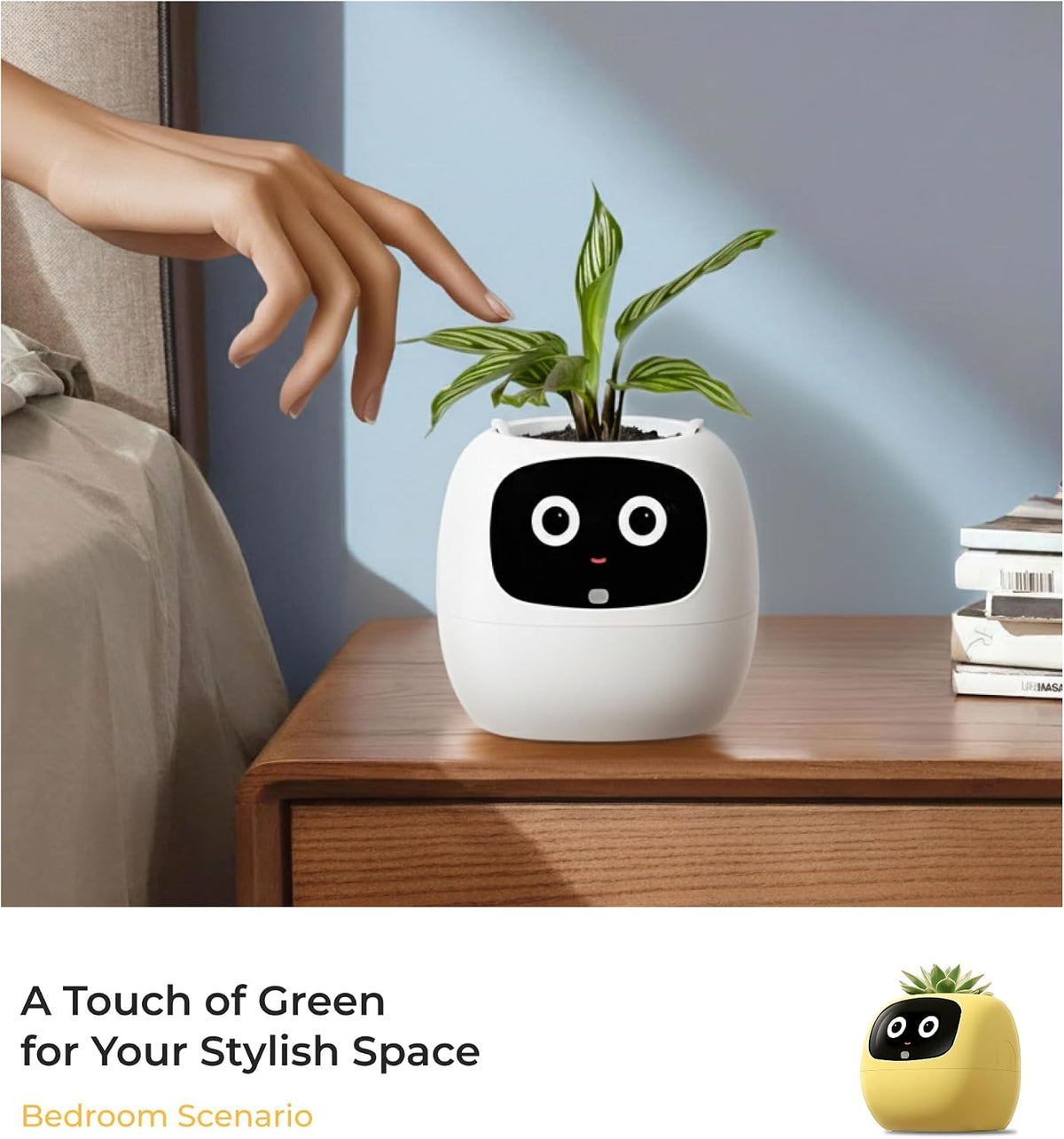 Ivy AI Smart Planter Intelligent Flower Pot for Home Decoration Plants Companion Neat Desk Setup Gift Pet Planter Robot Guidance on Plant Care with Emojis (Cream)