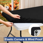 homing Rectangle Table Cloth Cover 8 Foot Black Elastic Fitted Tablecloth