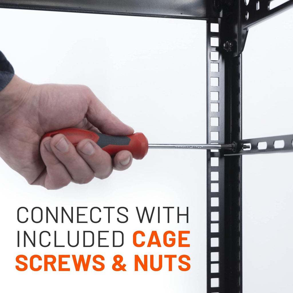 ECHOGEAR Rack Cable Management Tie Bar Kit - Includes 4X 1U Tie Bars, 24 Zip Ties, 8 Cage Nuts, & 8 Screws - Works with 19" Open Frame Racks & Enclosures